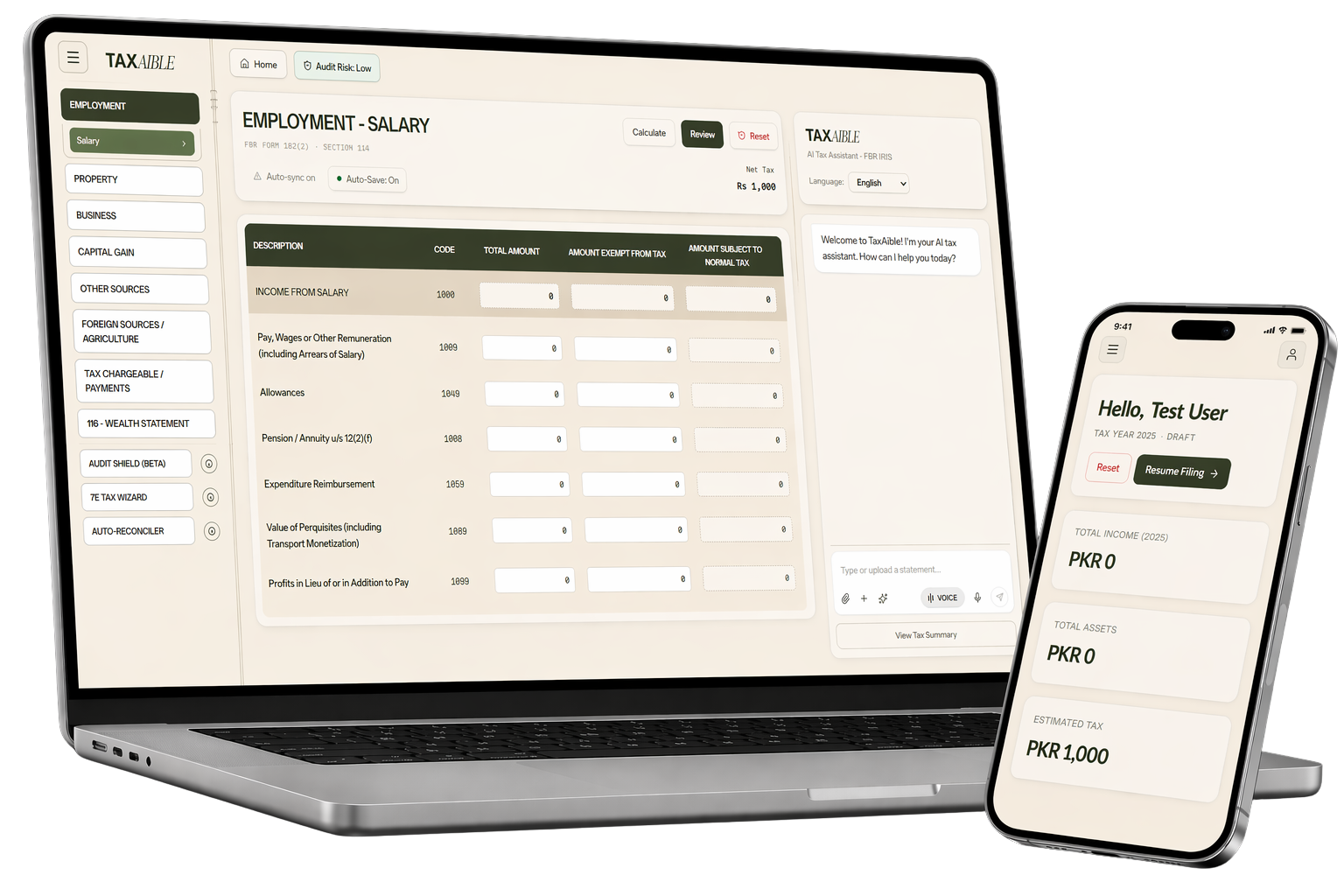TaxAible dashboard